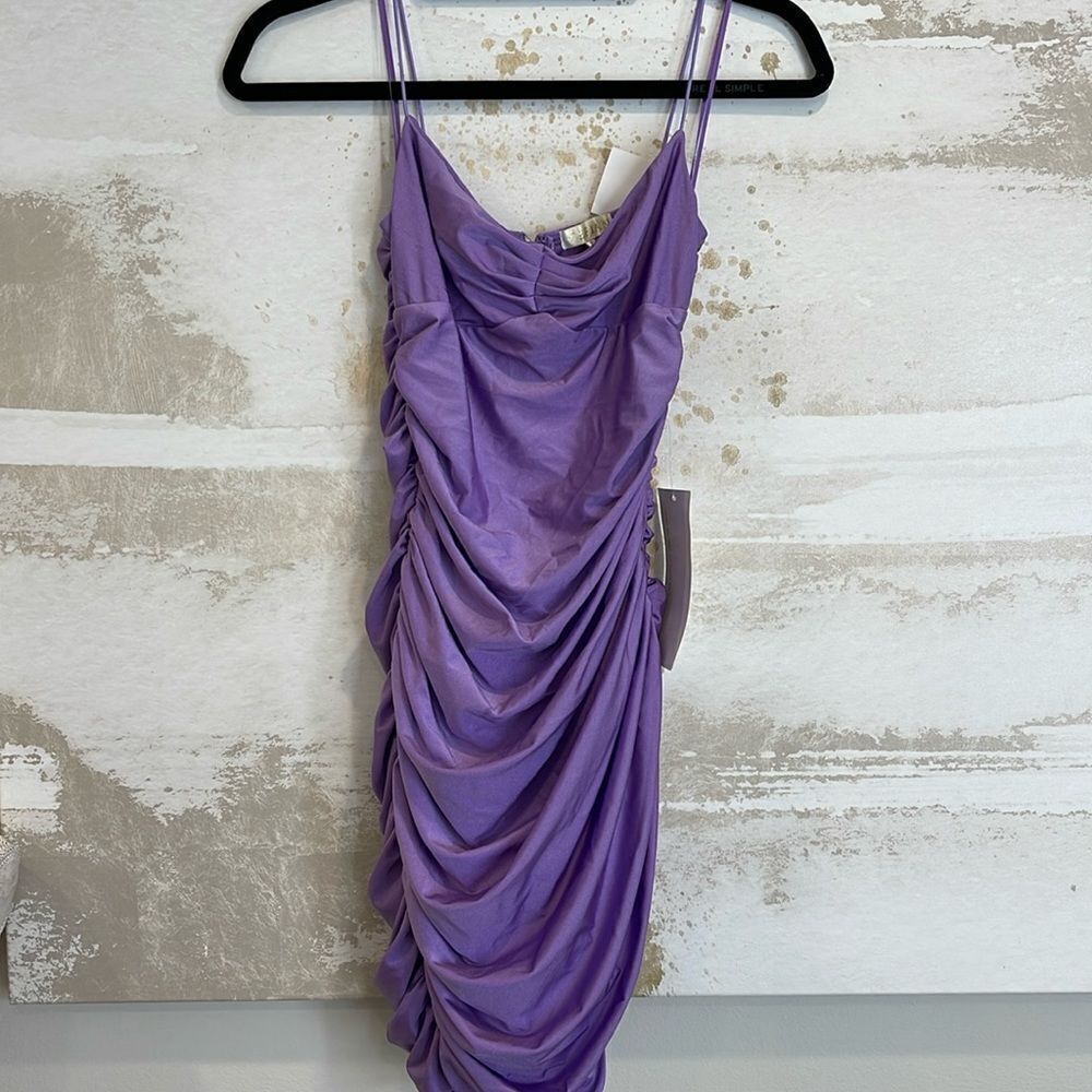 Purple Rouched Mini Dress by Cefian Size Small